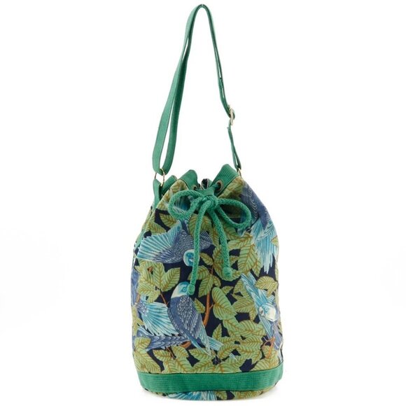 HERMES One Belt Shoulder Bag Botanical Pattern Bird Pattern vintage Green - Picture 1 of 15